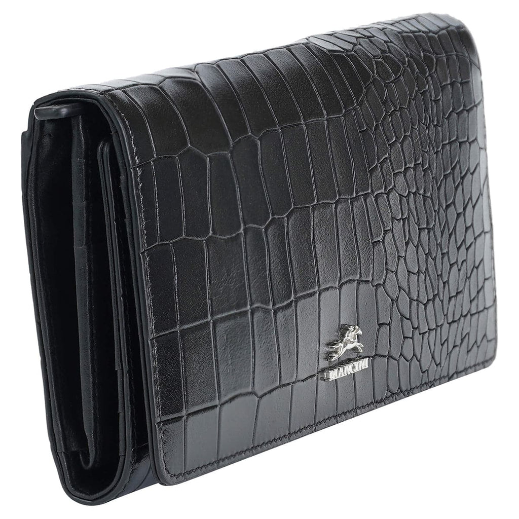 Mancini Croco2 Women’s Trifold Wallet with Enhanced RFID Security Mancini
