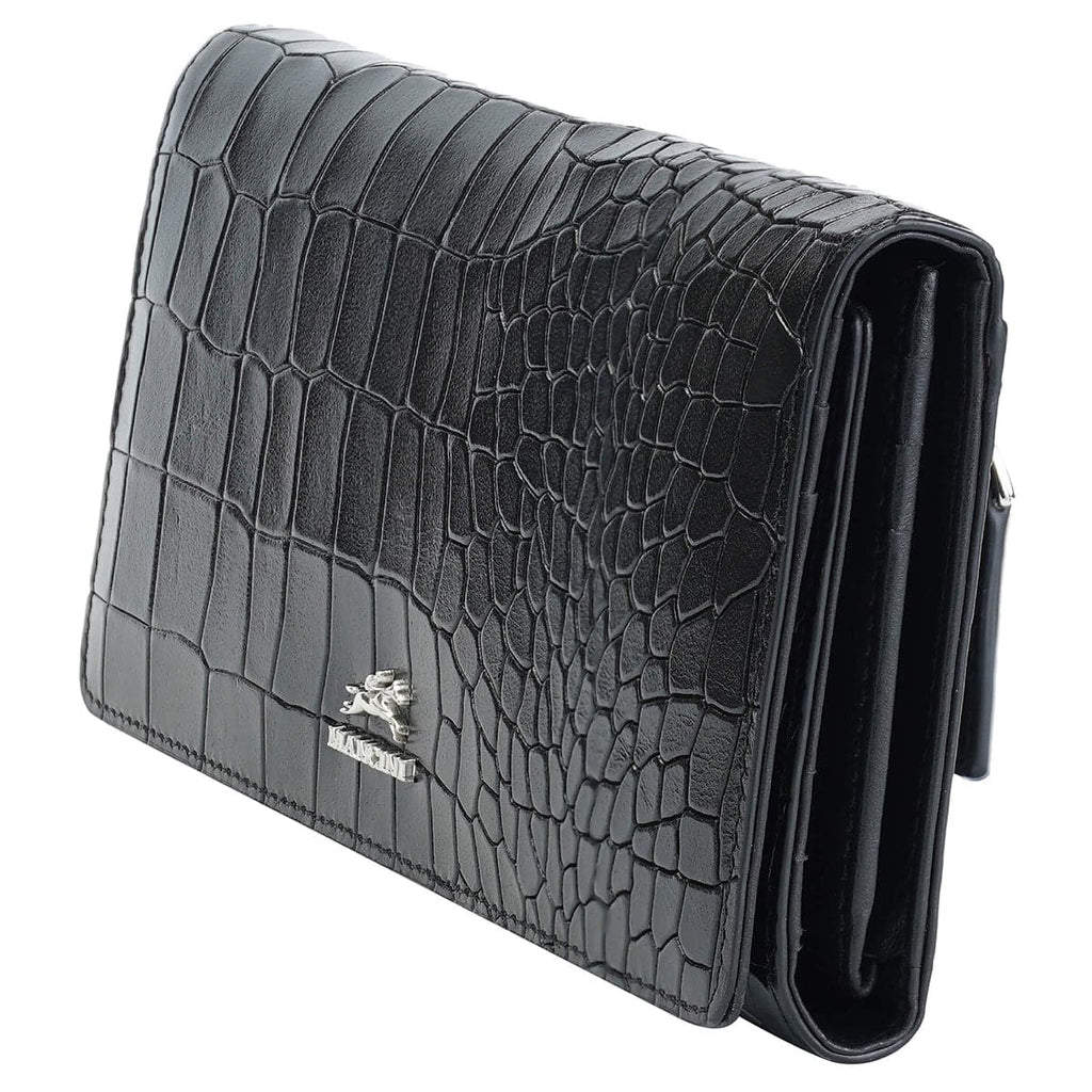 Mancini Croco2 Women’s Trifold Wallet with Enhanced RFID Security Mancini
