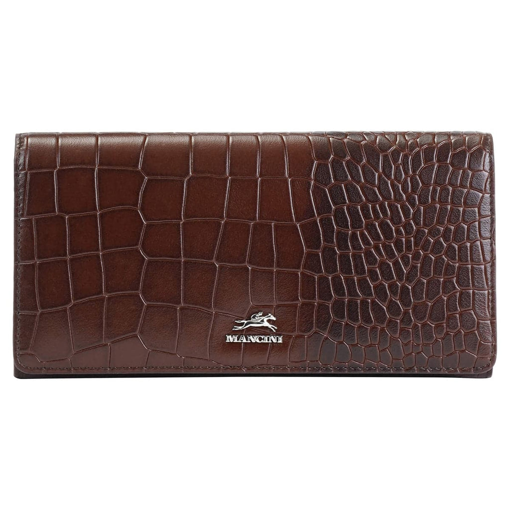 Mancini Croco2 Women’s Trifold Wallet with Enhanced RFID Security Mancini