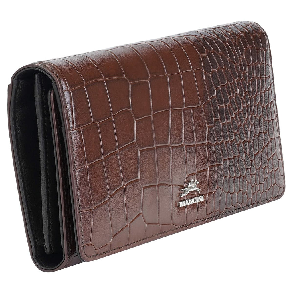 Mancini Croco2 Women’s Trifold Wallet with Enhanced RFID Security Mancini