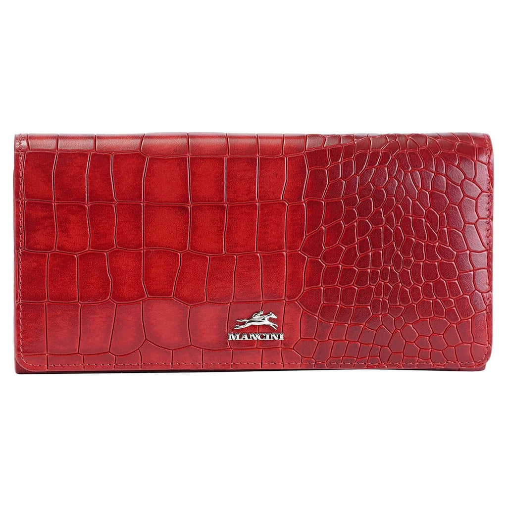 Mancini Croco2 Women’s Trifold Wallet with Enhanced RFID Security Mancini