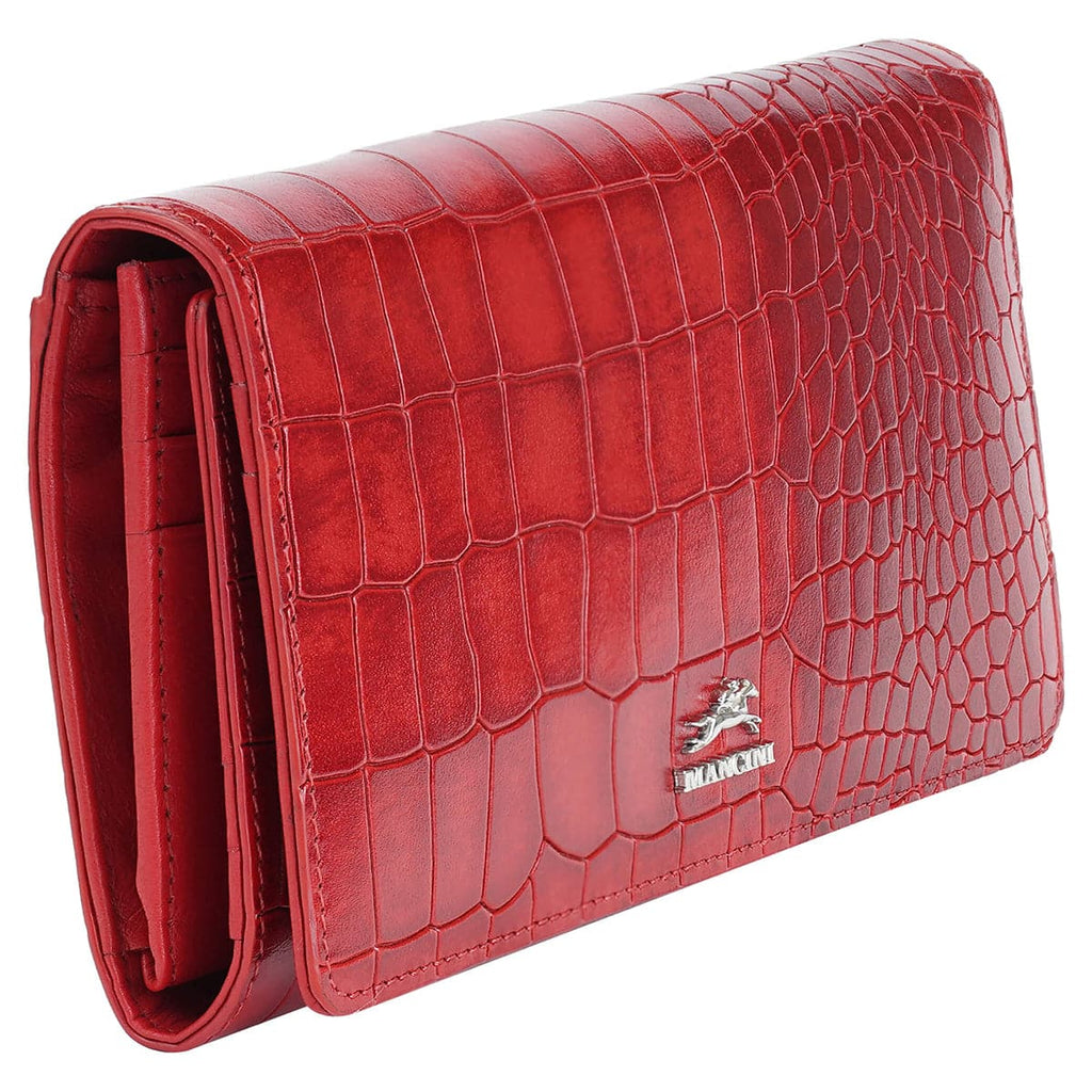 Mancini Croco2 Women’s Trifold Wallet with Enhanced RFID Security Mancini