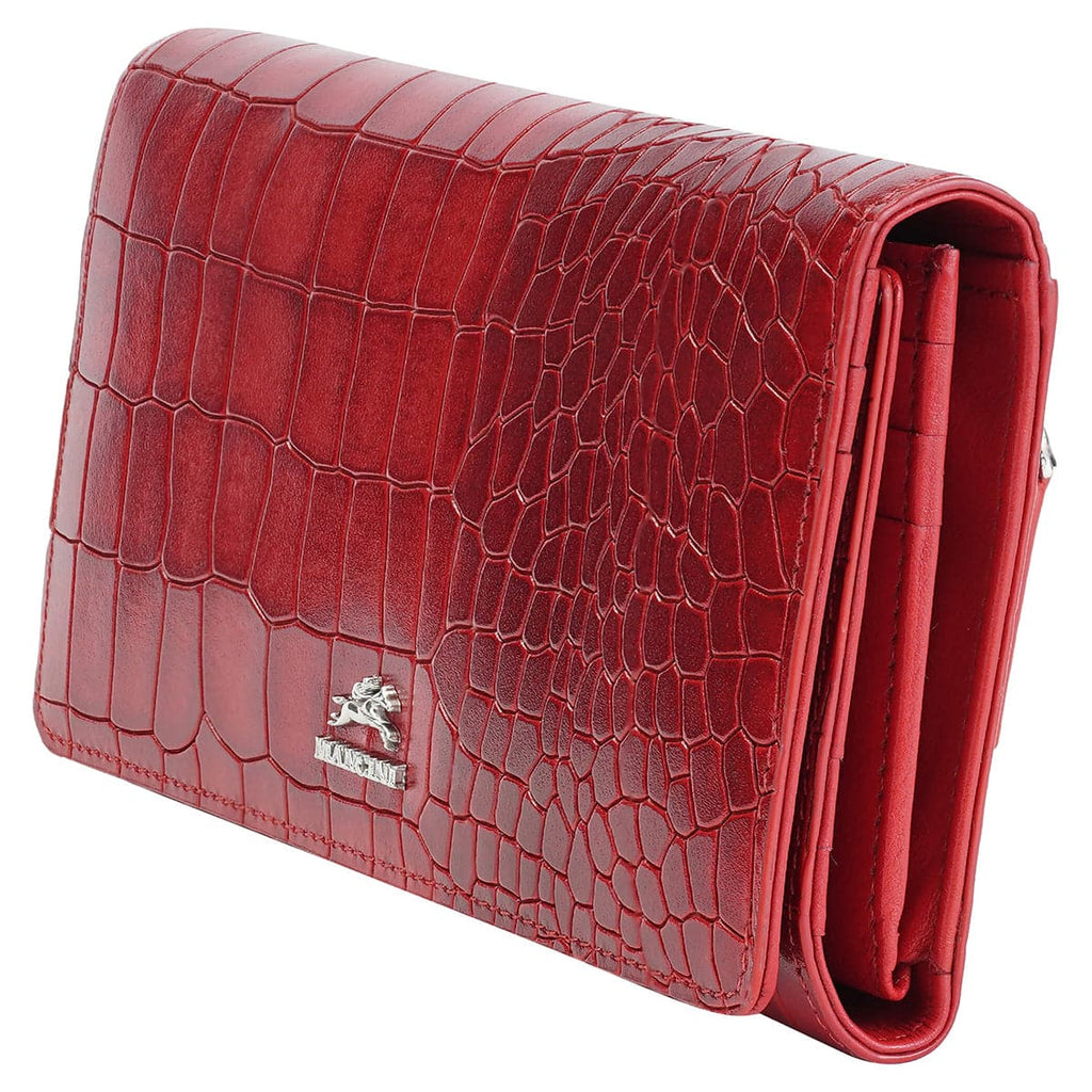 Mancini Croco2 Women’s Trifold Wallet with Enhanced RFID Security Mancini