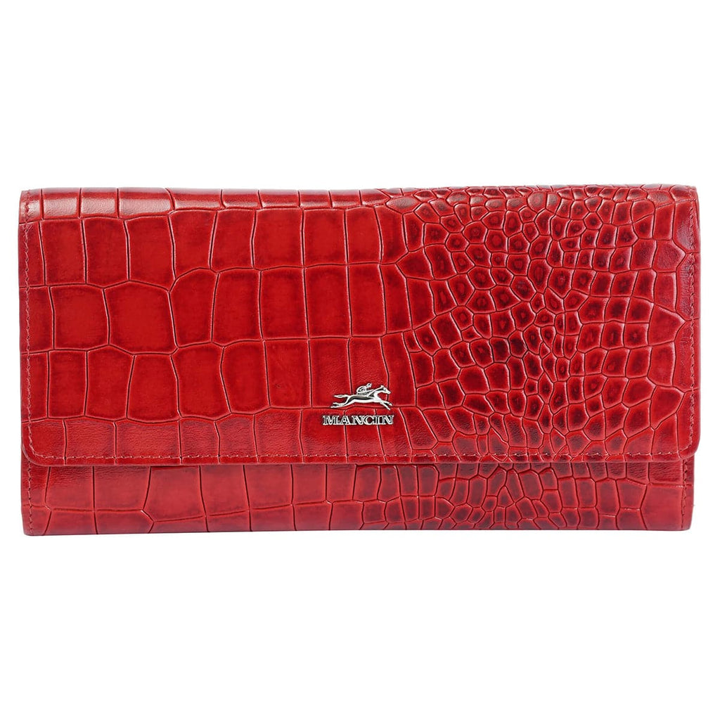 Mancini Croco2 Women’s Quad Fold Wallet with Enhanced RFID Security Mancini
