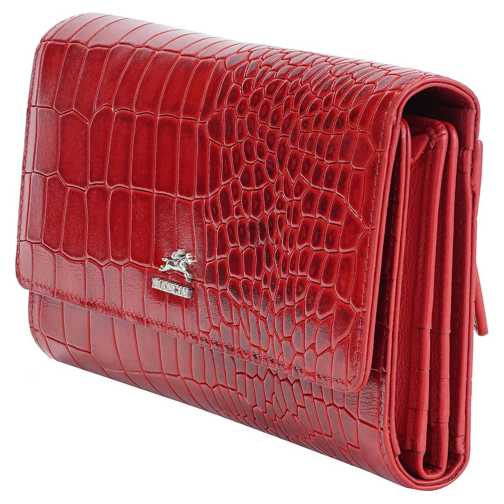 Mancini Croco2 Women’s Quad Fold Wallet with Enhanced RFID Security Mancini