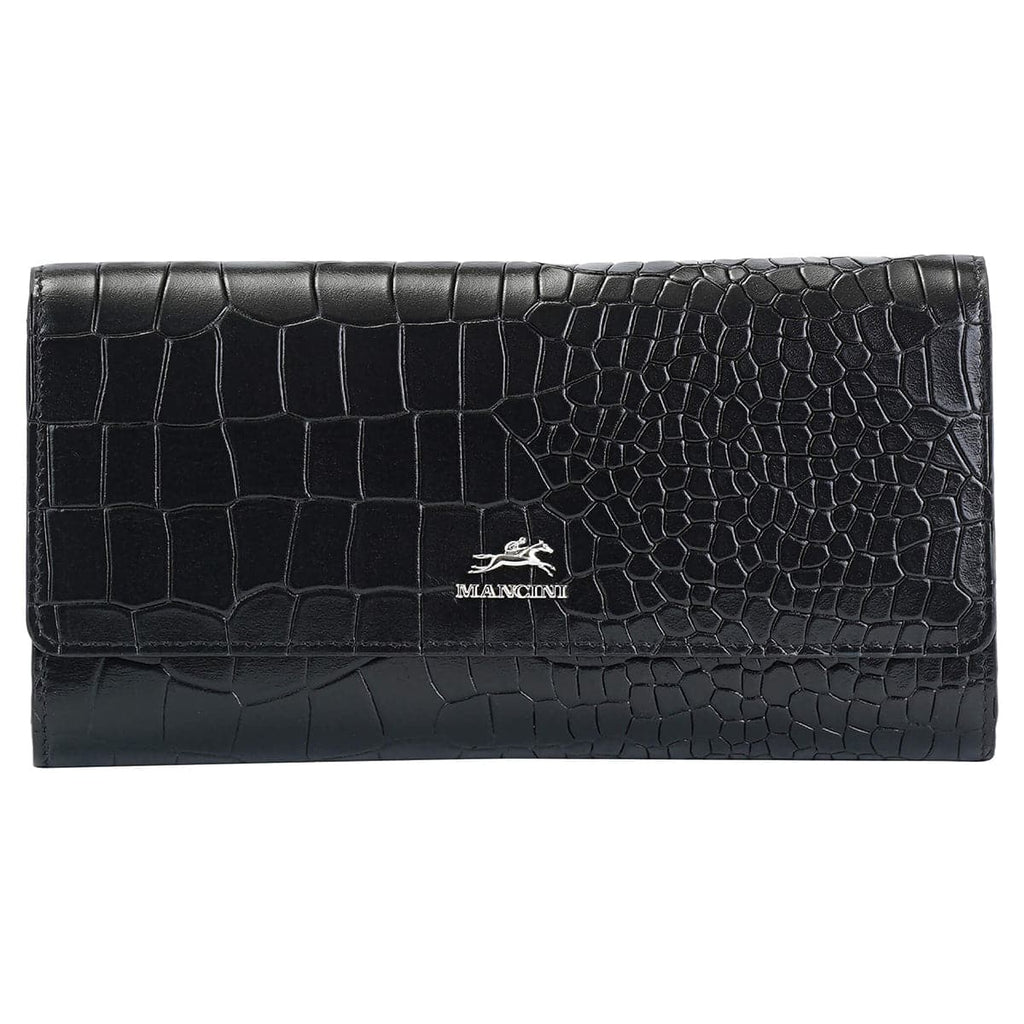 Mancini Croco2 Women’s Quad Fold Wallet with Enhanced RFID Security Mancini