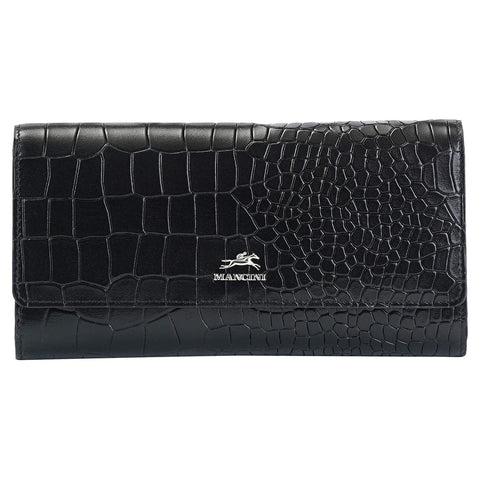 Mancini Croco2 Women’s Quad Fold Wallet with Enhanced RFID Security Mancini