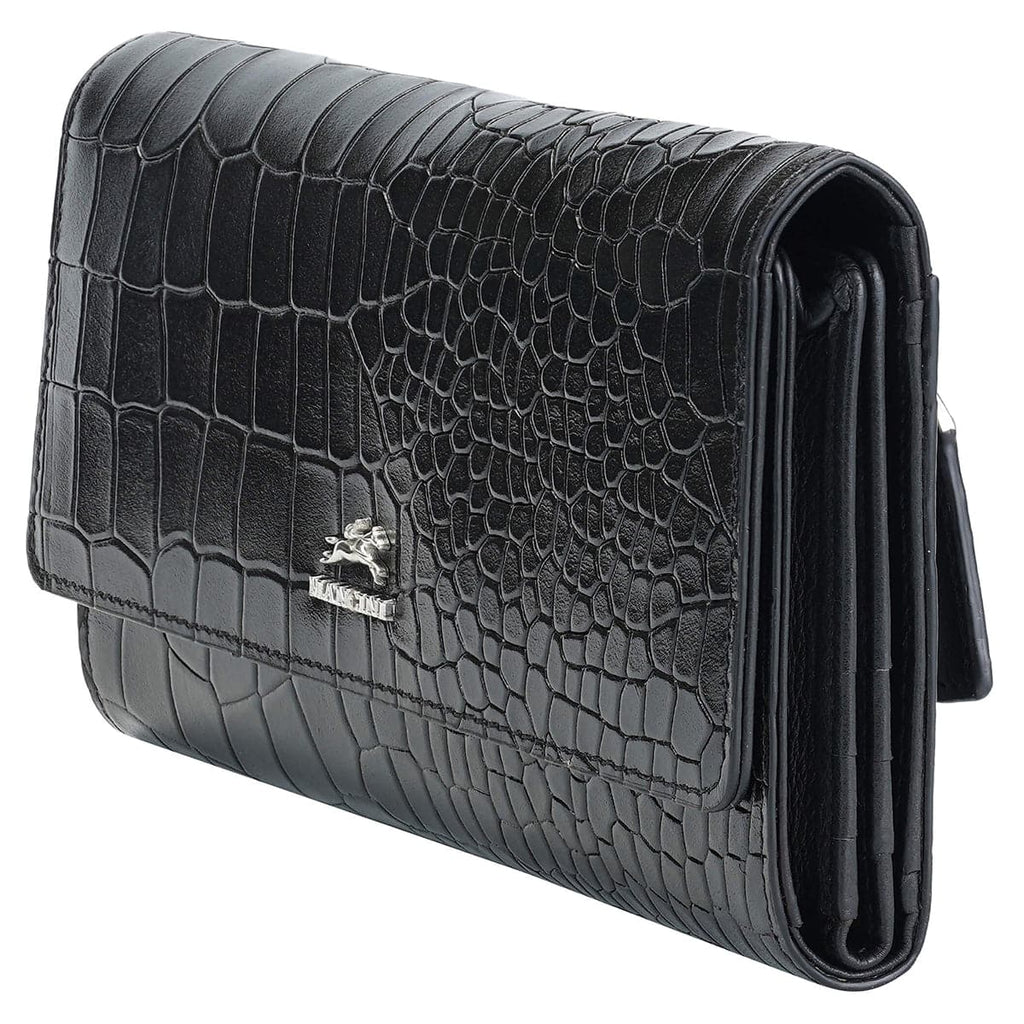 Mancini Croco2 Women’s Quad Fold Wallet with Enhanced RFID Security Mancini