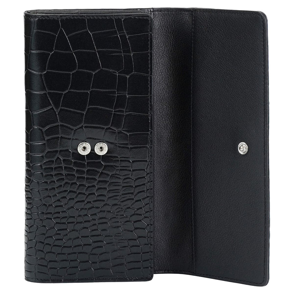 Mancini Croco2 Women’s Quad Fold Wallet with Enhanced RFID Security Mancini