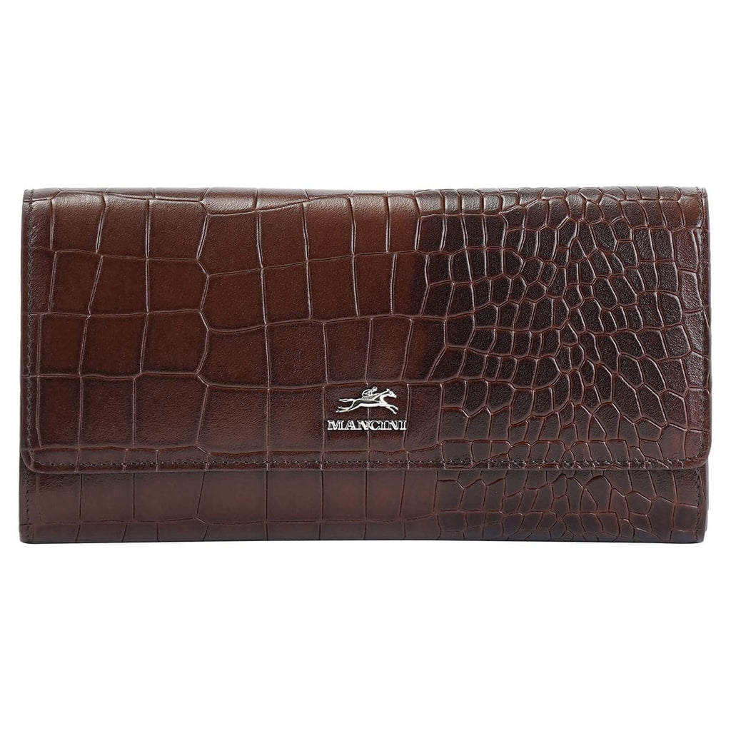 Mancini Croco2 Women’s Quad Fold Wallet with Enhanced RFID Security Mancini