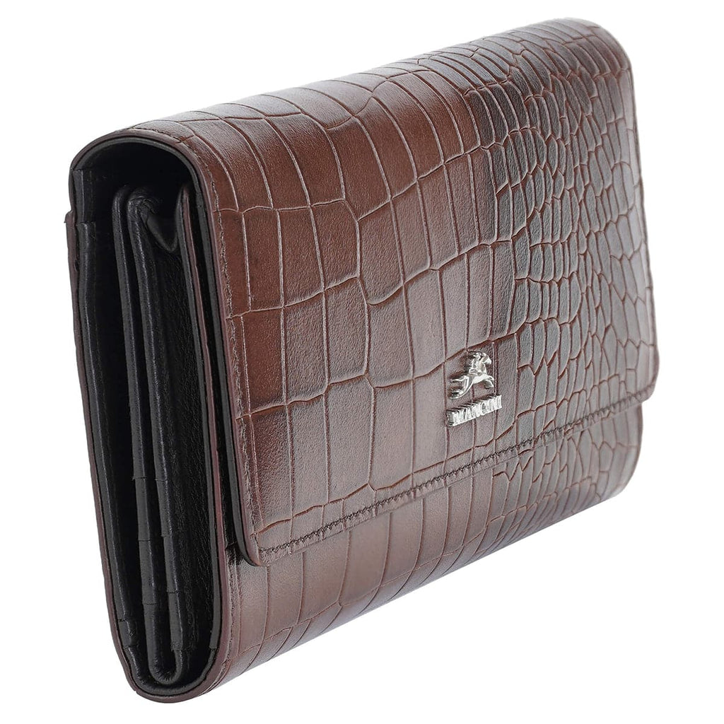 Mancini Croco2 Women’s Quad Fold Wallet with Enhanced RFID Security Mancini