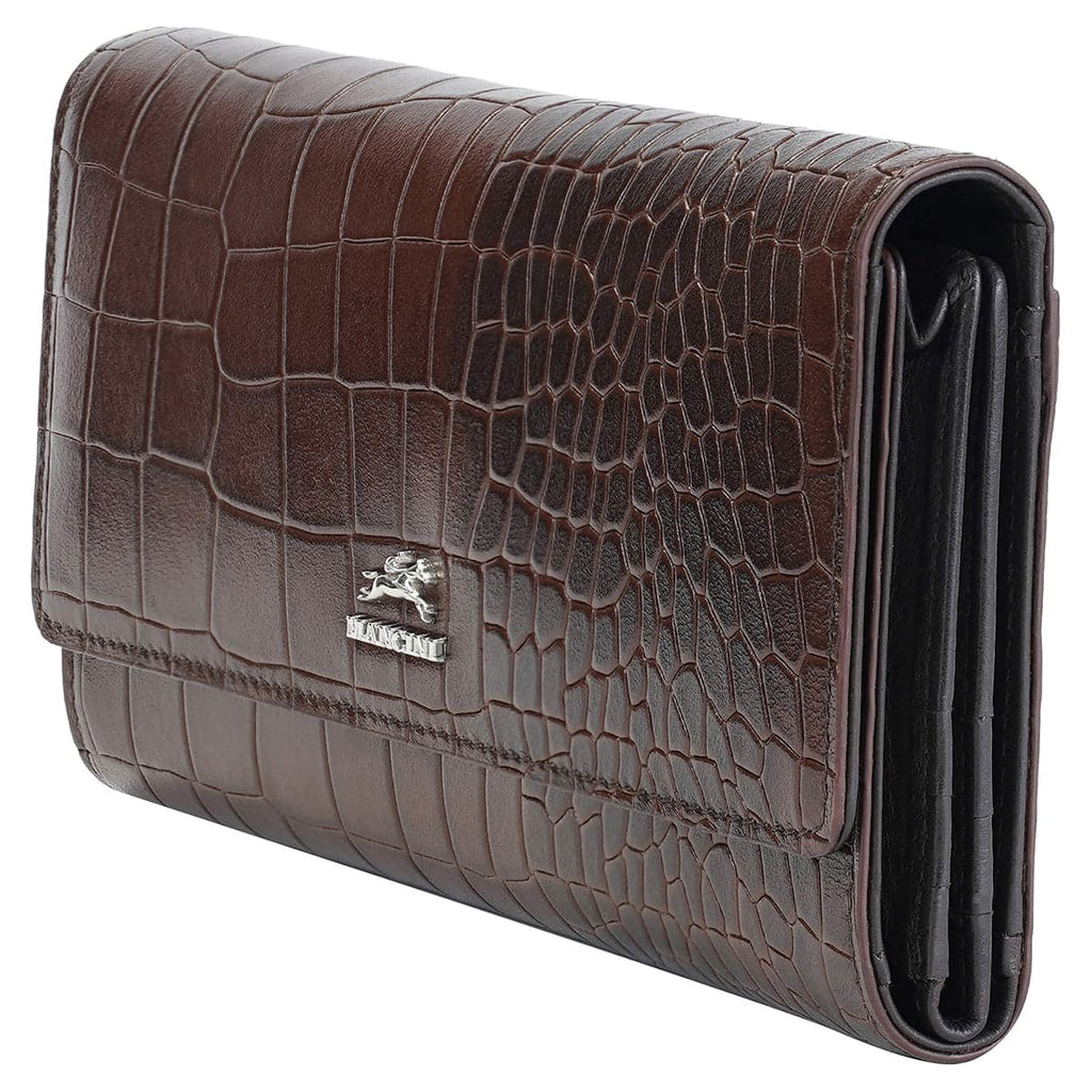 Mancini Croco2 Women’s Quad Fold Wallet with Enhanced RFID Security Mancini