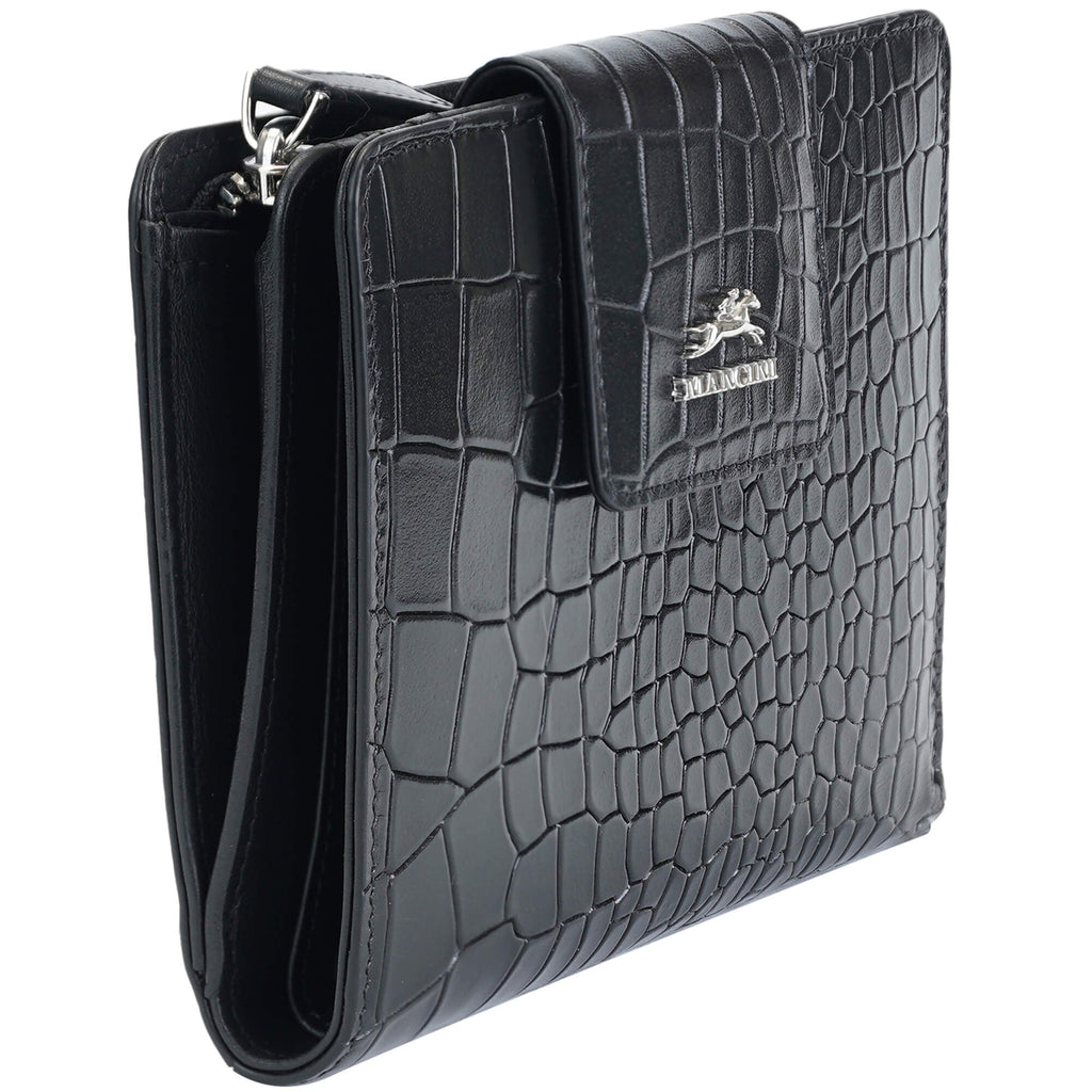 Mancini Croco2 Women’s Medium Clutch Wallet with Enhanced RFID Protection Mancini