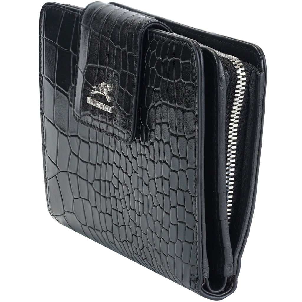 Mancini Croco2 Women’s Medium Clutch Wallet with Enhanced RFID Protection Mancini