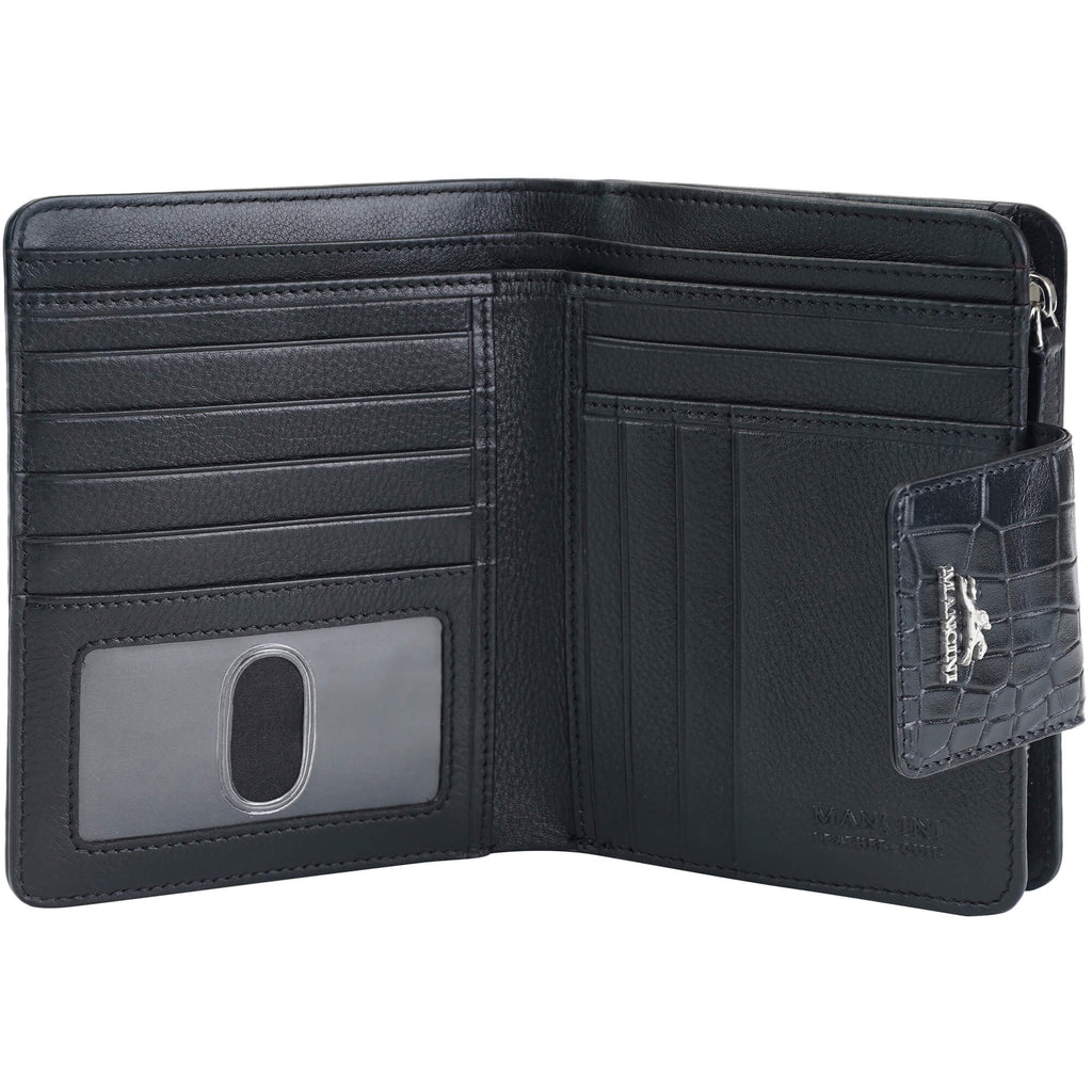 Mancini Croco2 Women’s Medium Clutch Wallet with Enhanced RFID Protection Mancini