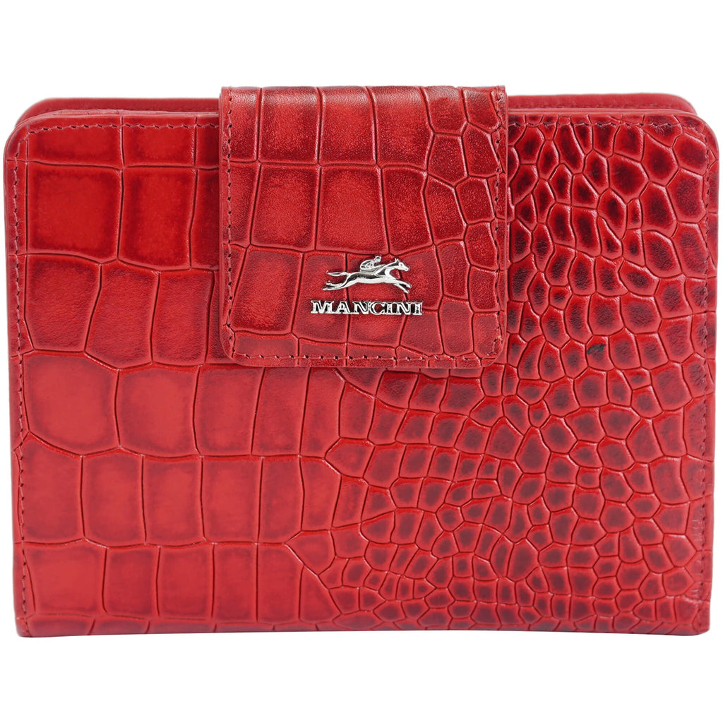 Mancini Croco2 Women’s Medium Clutch Wallet with Enhanced RFID Protection Mancini