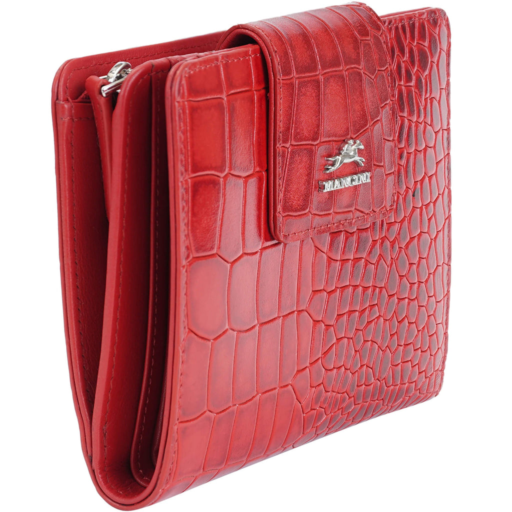 Mancini Croco2 Women’s Medium Clutch Wallet with Enhanced RFID Protection Mancini