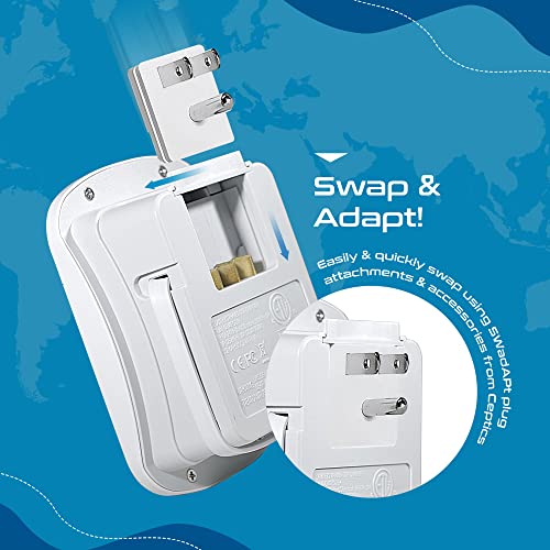 World-Way 6 Travel Adapter Kit | 2 USB + 2 US Outlets - Grounded (WPS-2B) Ceptics
