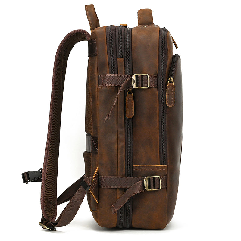 Full Grain Leather Travel Backpack Mens Large Leather Backpack Laptop Backpack Convertible Handbag RockCow Leather Studio