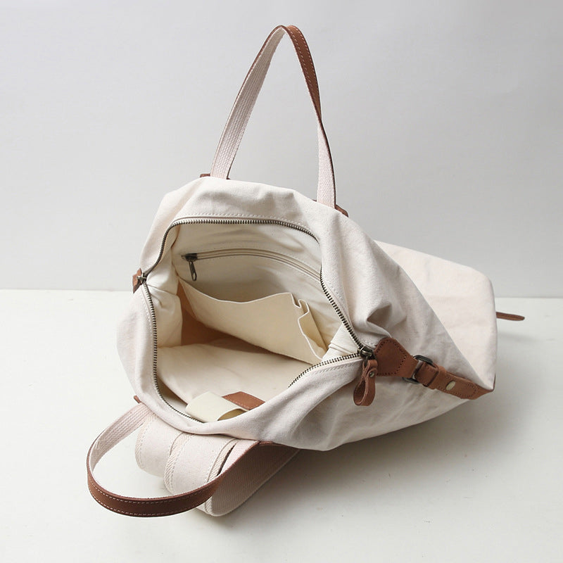 Canvas Backpack Canvas With Full Grain Leather Travel Backpack School Backpack Y8135 RockCow Leather Studio