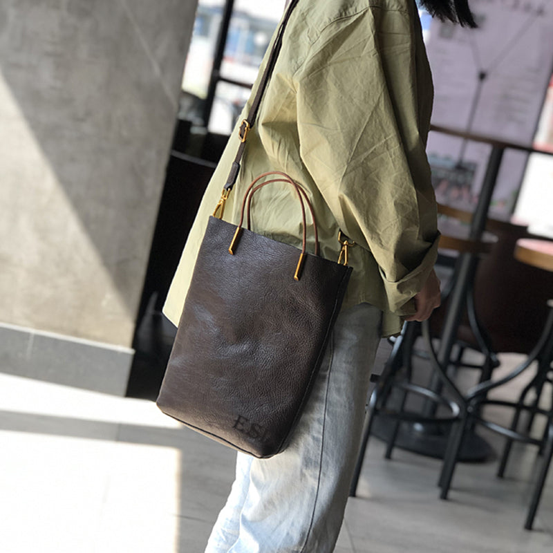 Leather Crossbody Bag for Women, Retro Leather Handbag with Removable Strap, Full Grain Leather Satchel Bag RockCow Leather Studio