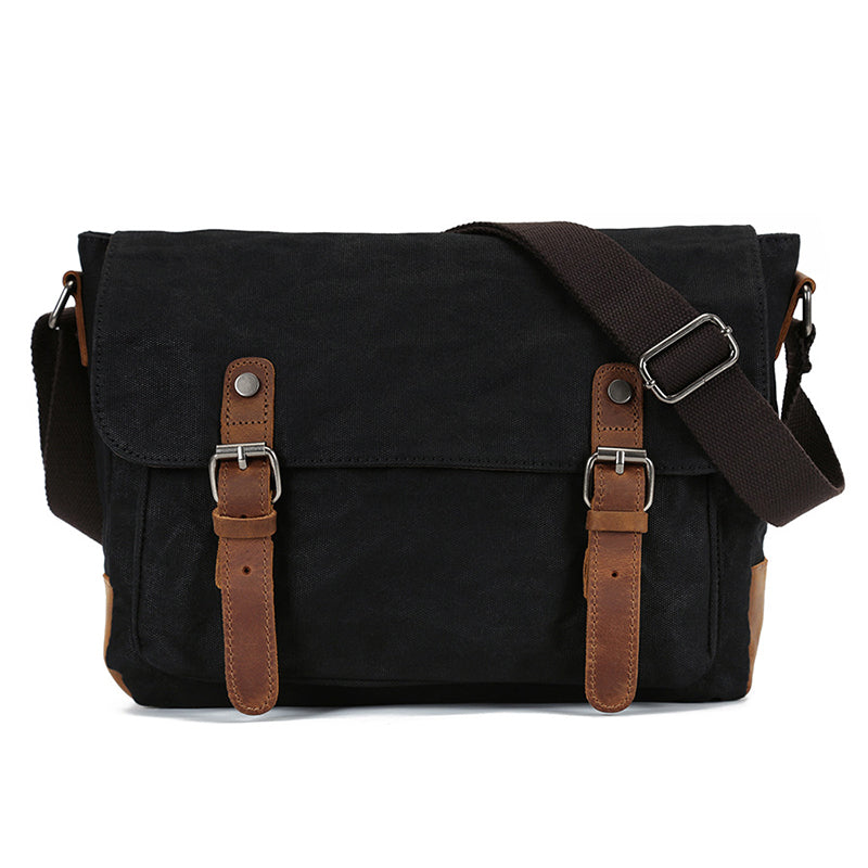 Waxed Canvas Messenger Bag Waxed Courier Bag Canvas Shoulder Bag Men Satchel Briefcase Vintage Crossbody Bag RockCow Leather Studio