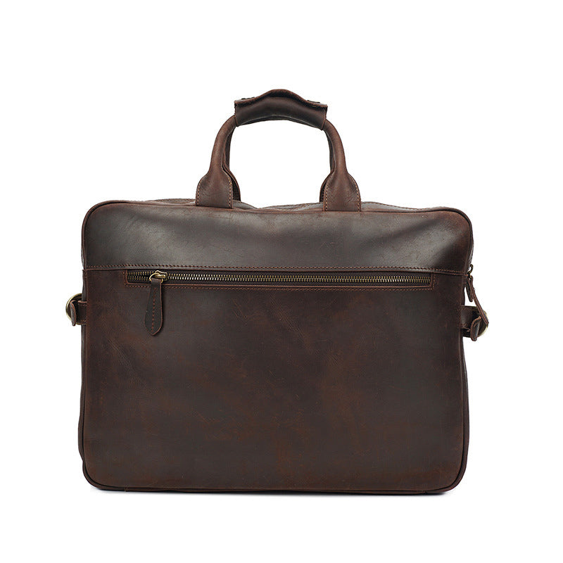 Crazy Horse Leather Casual Briefcase Retro Men Messenger Bag Laptop Bag RockCow Leather Studio