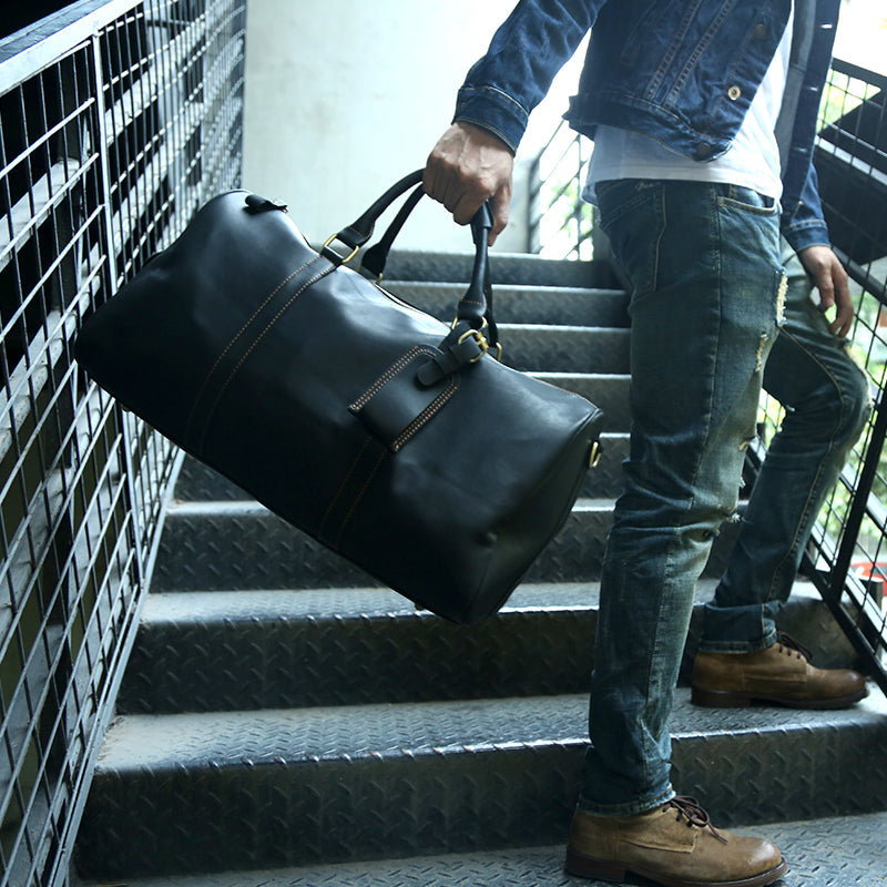 Men Large Tote Weekend Bag Cowhide Duffle Bag Travel Bag Z9016 RockCow Leather Studio