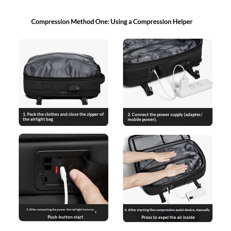 Mens Compressed Backpack Large-Capacity Travel Bag Social Buzz eSIMs