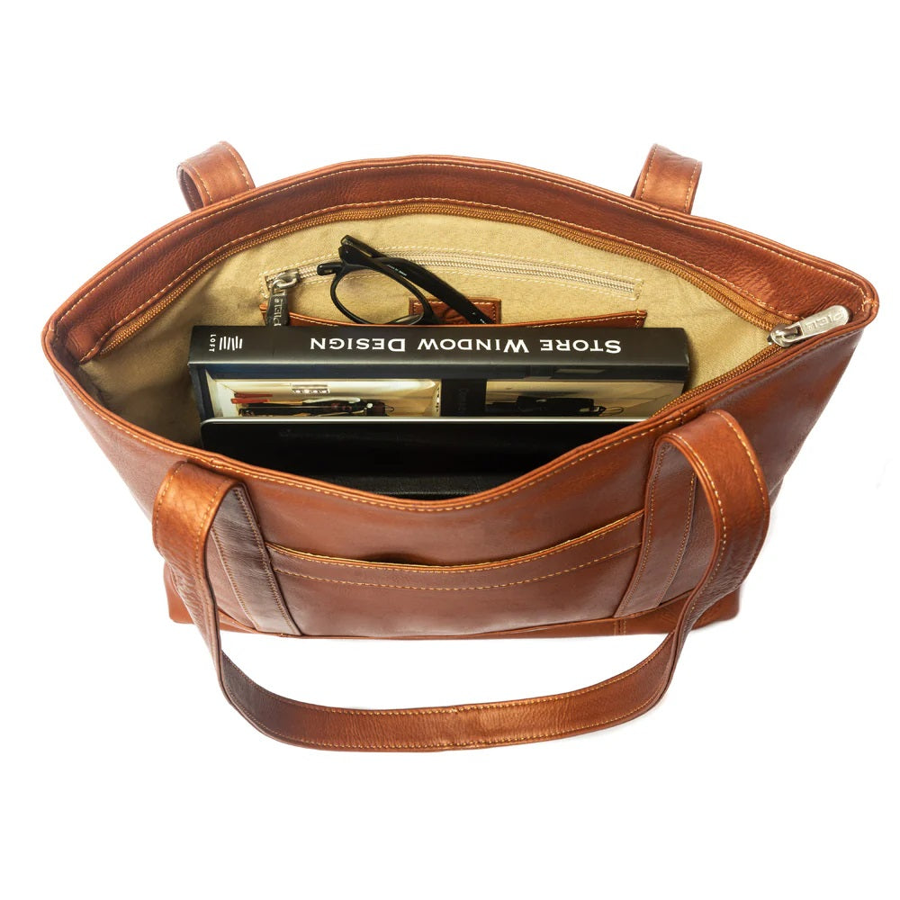 Piel Leather Top Zip Tote Bag