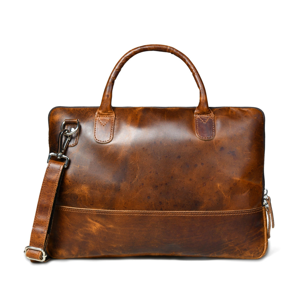 Modernist Leather Laptop Bag- Brown Classy Leather Bags