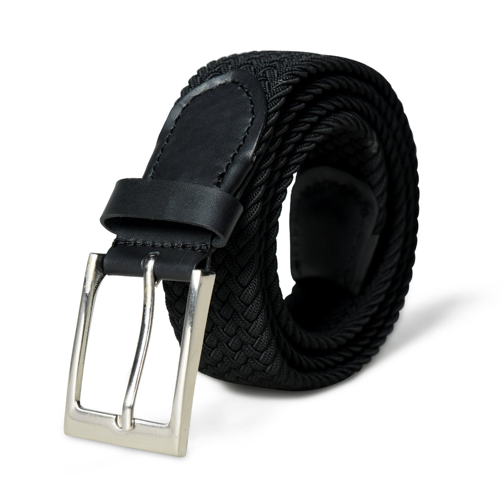 Braided Black Canvas Belt Classy Leather Bags