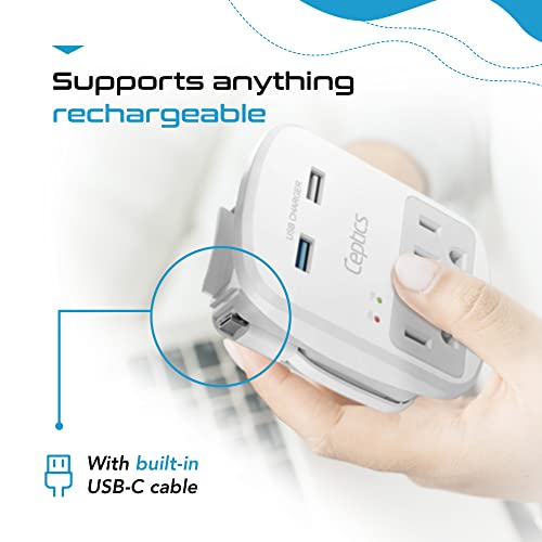 World-Way 6 Travel Adapter Kit | 2 USB + 2 US Outlets - Grounded (WPS-2B) Ceptics