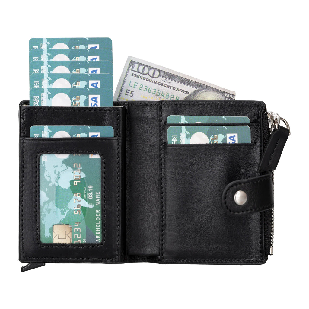 Leather Zip Mechanical Card Holder Mizuri Leather