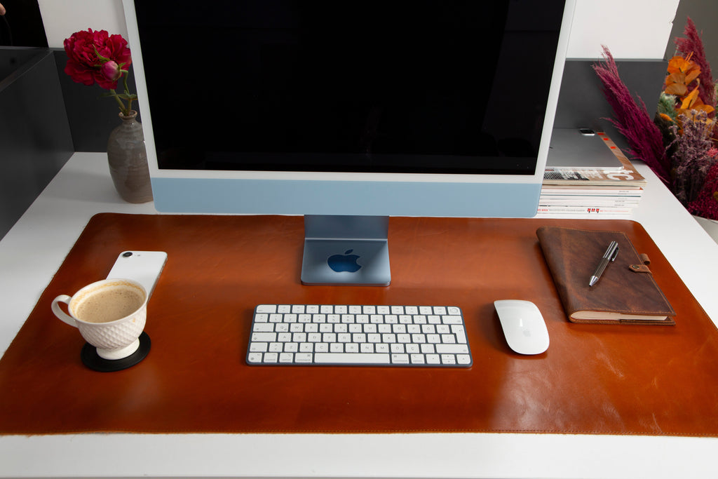 Natural Leather Desk Mat (37 cm x 80 cm) Mizuri Leather