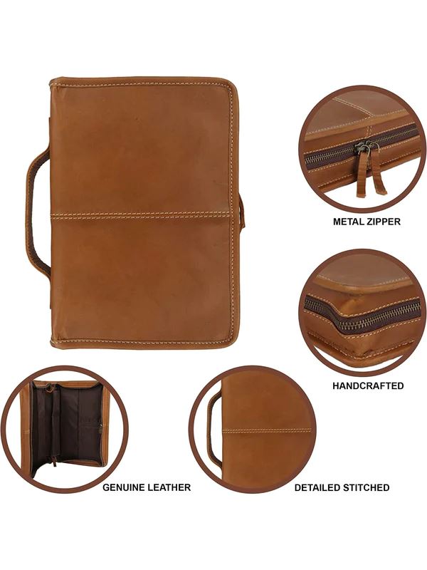 Classic Bible Leather Cover - Tan Classy Leather Bags