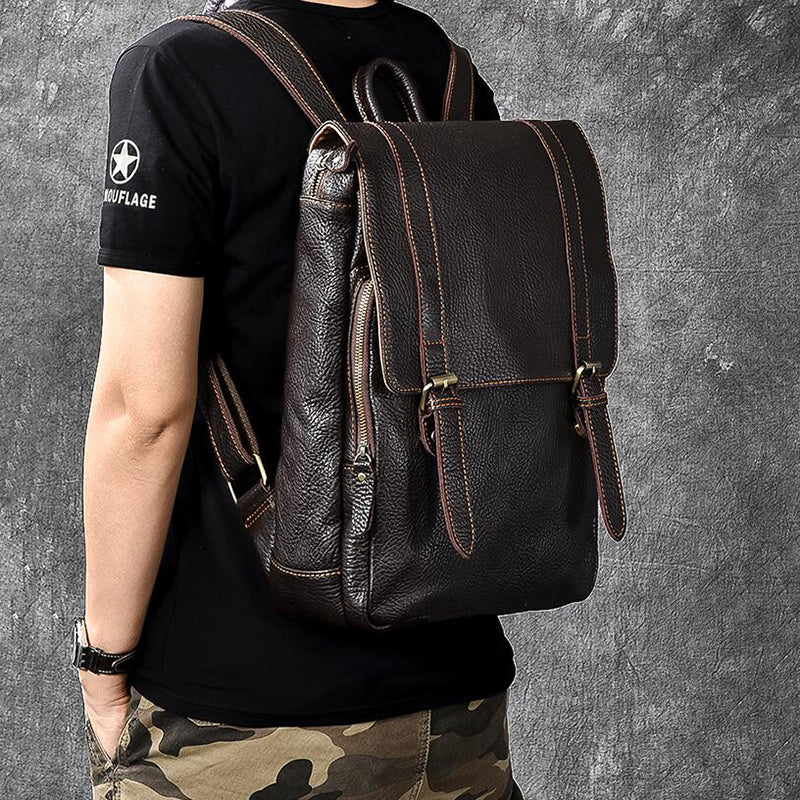 Full Grain Leather Men's Backpack, Distressed Leather Travel Backpack, Laptop Backpack RockCow Leather Studio