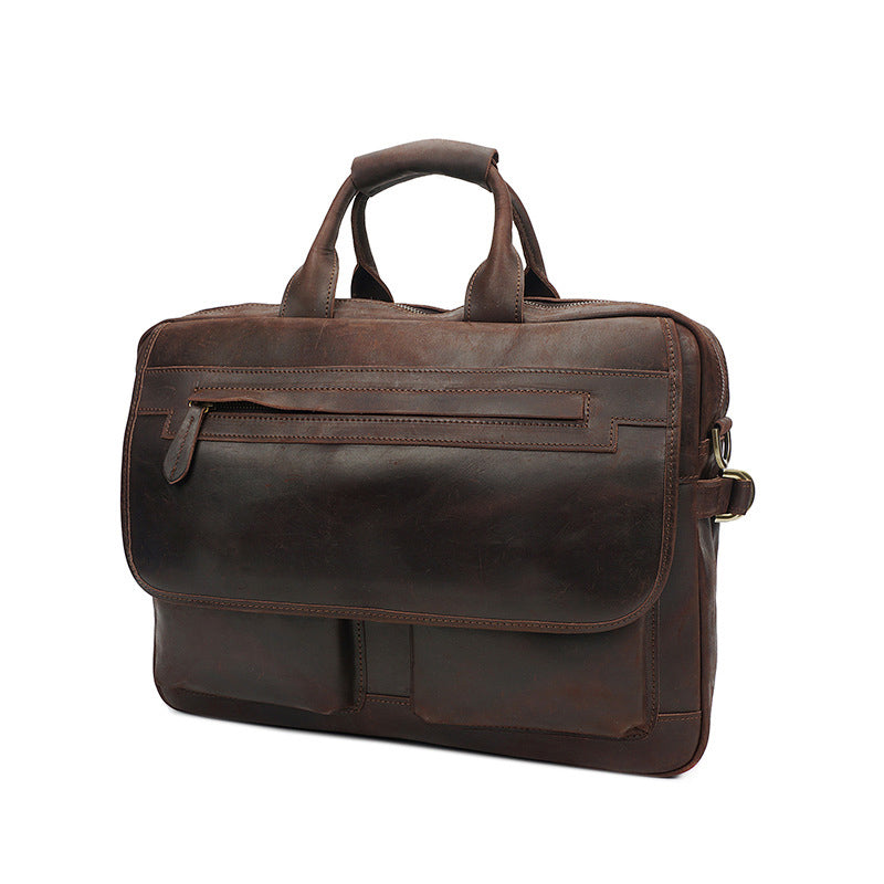 Crazy Horse Leather Casual Briefcase Retro Men Messenger Bag Laptop Bag RockCow Leather Studio