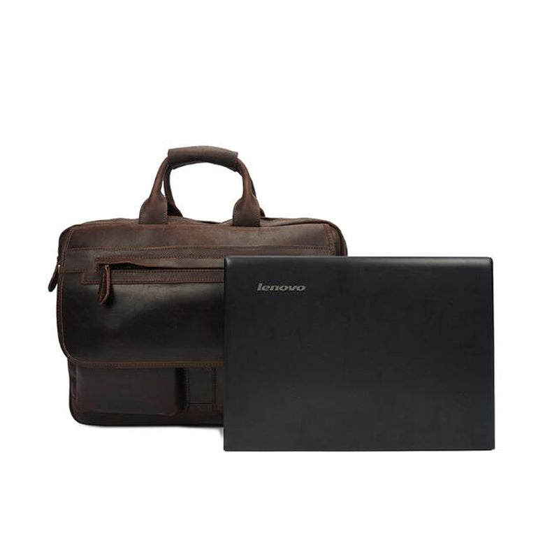 Crazy Horse Leather Casual Briefcase Retro Men Messenger Bag Laptop Bag RockCow Leather Studio