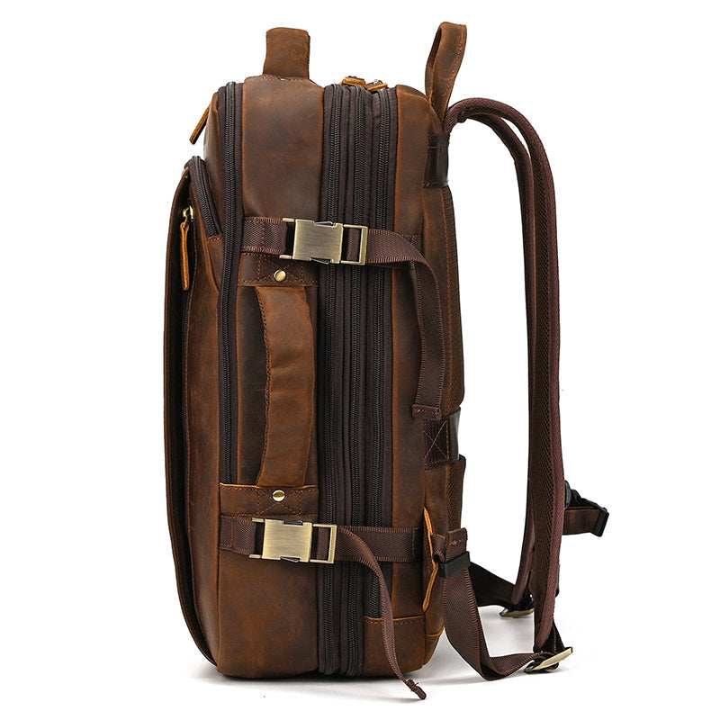 Full Grain Leather Travel Backpack Mens Large Leather Backpack Laptop Backpack Convertible Handbag RockCow Leather Studio