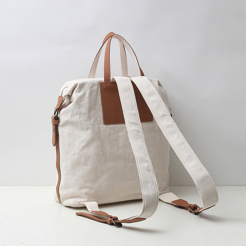Canvas Backpack Canvas With Full Grain Leather Travel Backpack School Backpack Y8135 RockCow Leather Studio