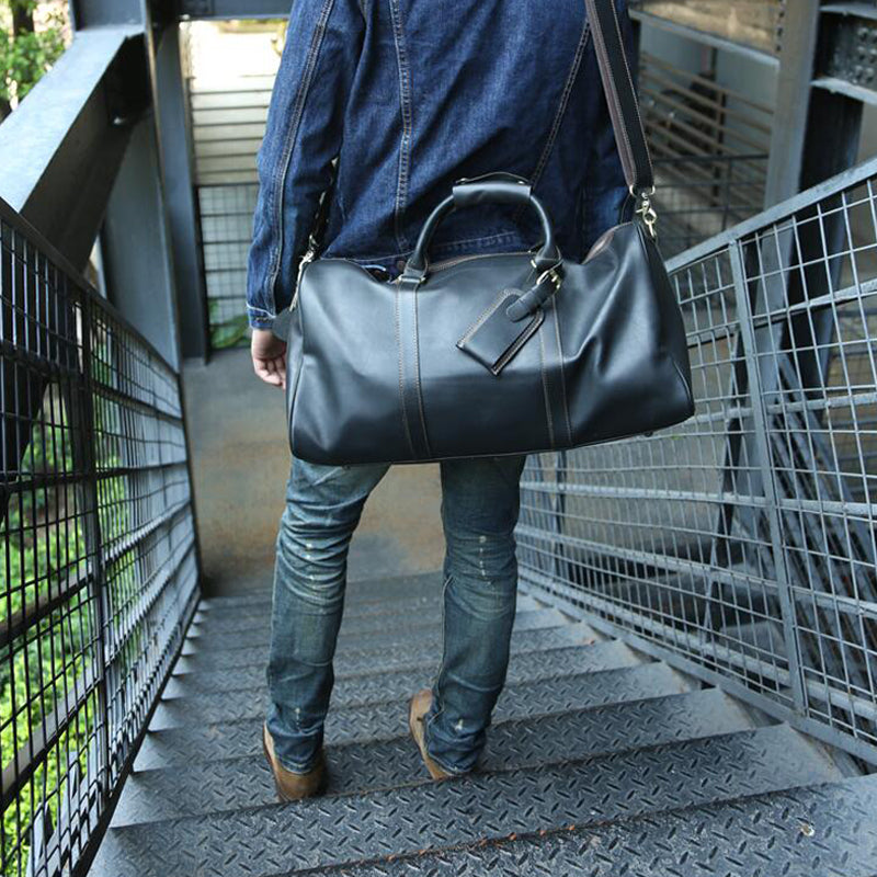 Men Large Tote Weekend Bag Cowhide Duffle Bag Travel Bag Z9016 RockCow Leather Studio