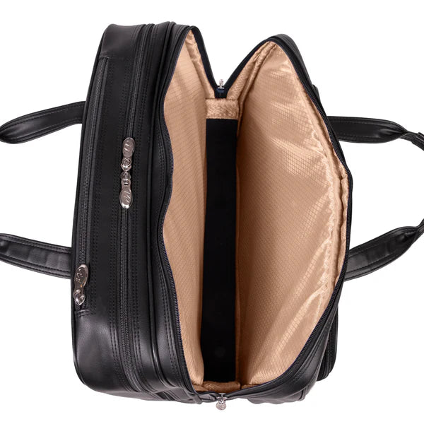 McKlein USA Wrightwood 17" Leather Wheeled Laptop Briefcase Black McKlein USA