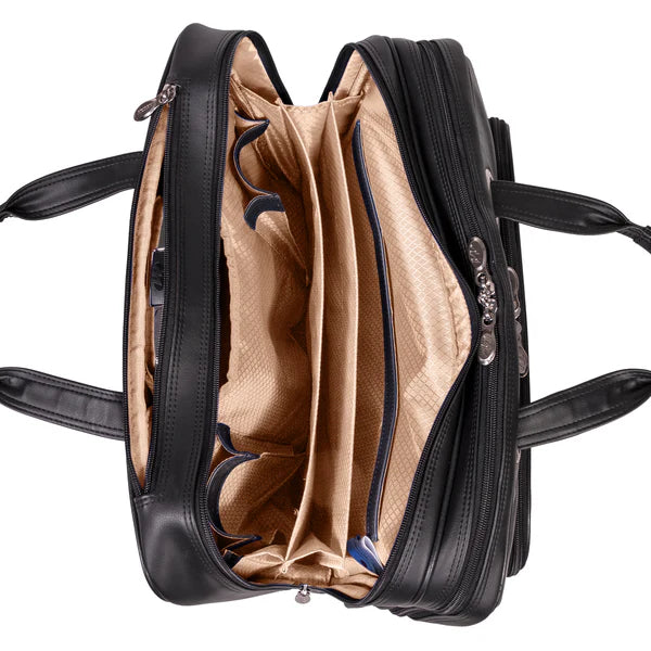 McKlein USA Wrightwood 17" Leather Wheeled Laptop Briefcase Black McKlein USA