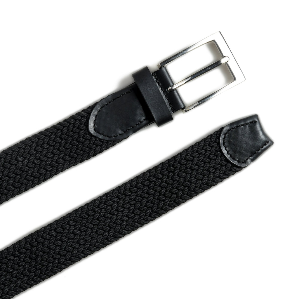 Braided Black Canvas Belt Classy Leather Bags