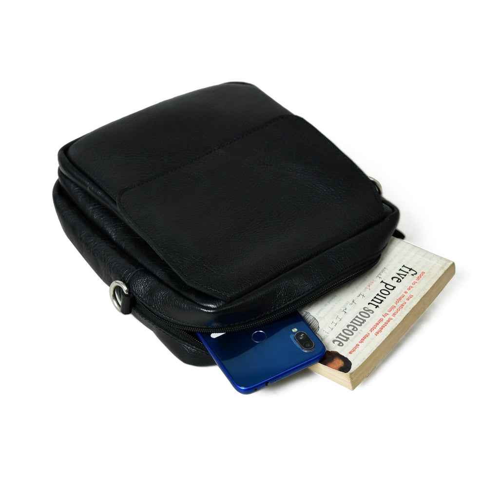 Enzo Black Side Messenger Classy Leather Bags