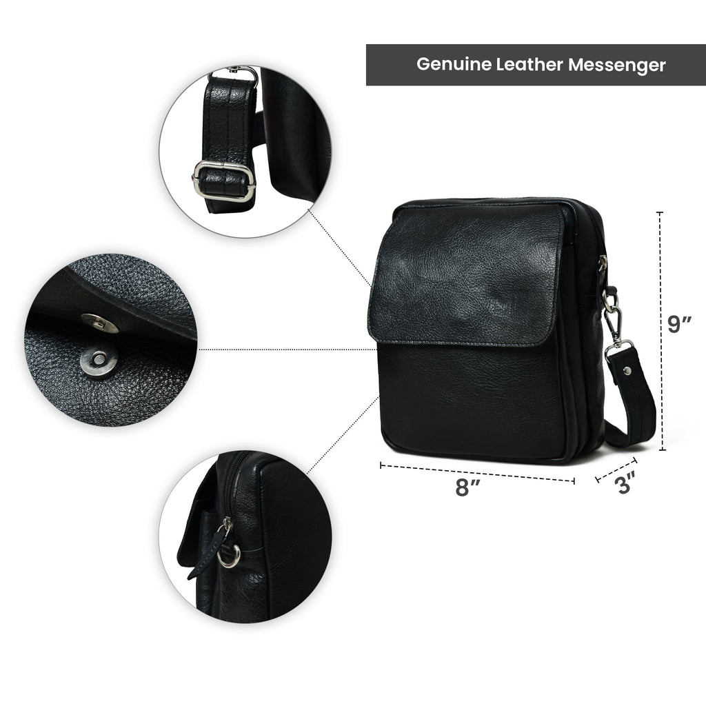 Enzo Black Side Messenger Classy Leather Bags