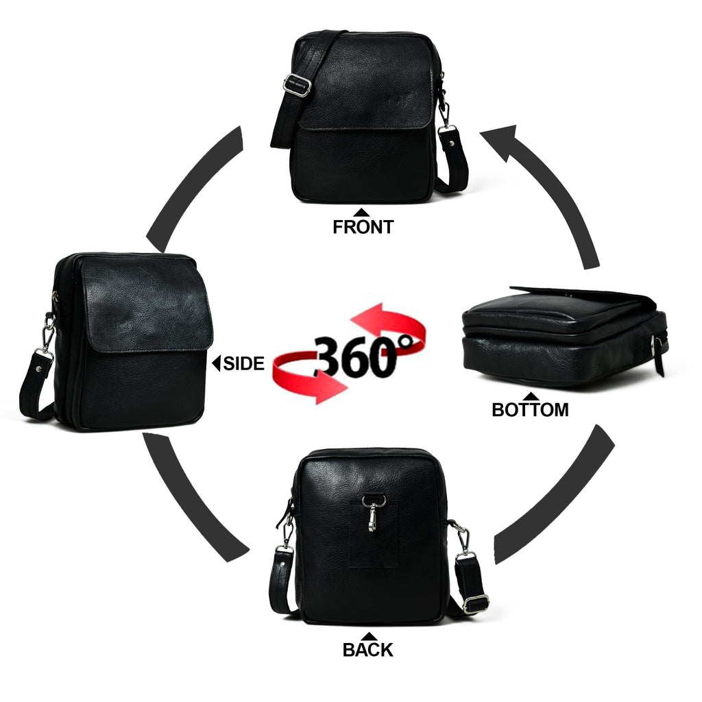 Enzo Black Side Messenger Classy Leather Bags