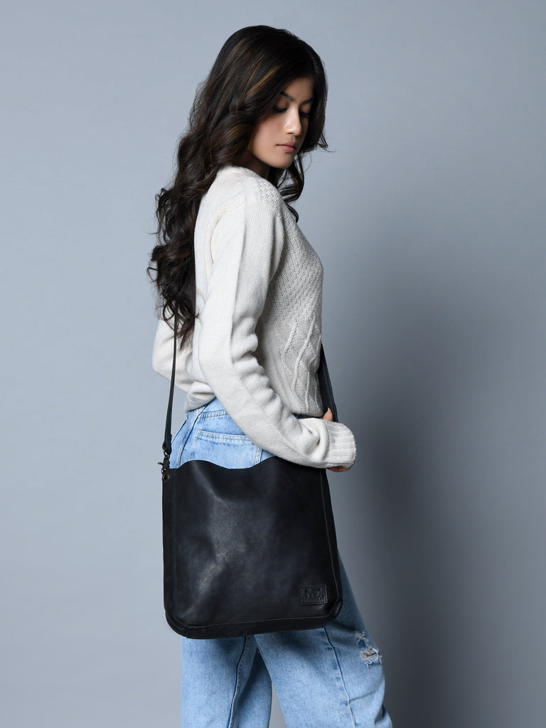 Serenity Everyday Crossbody Sling, Black Classy Leather Bags