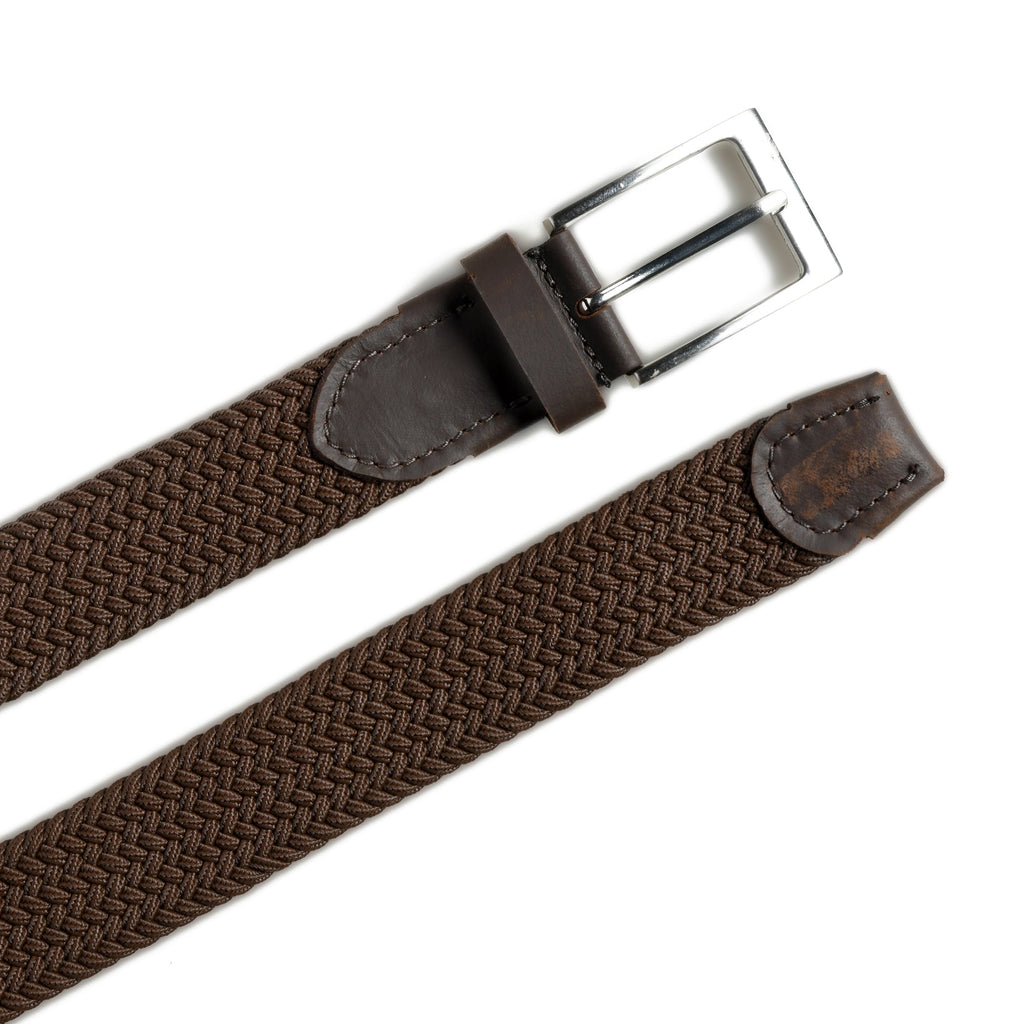 Braided Brown Canvas Belt Classy Leather Bags